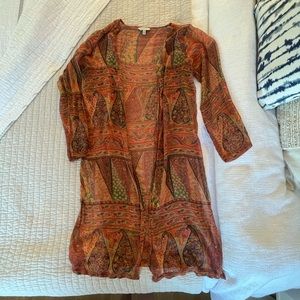 J. Peterman Indian Paisley Duster Cardigan XS